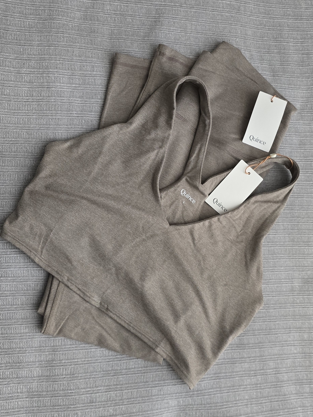 Quince Women's Limited Edition Ultra Soft Cropped Tank And Leggings Bundle Set